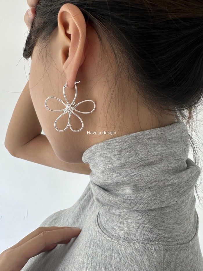 Have u desgin Phong Cách Hàn Quốc Tất Cả Trận Đấu Bạc Dây Kim Loại Hoa Bông Tai Thời Trang ins Tính Khí Cao Cấp Bông Tai Đơn Giản