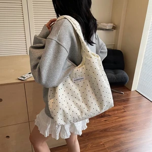 Túi Dung Tích Lớn Túi Đựng Sinh Viên Phong Cách Hàn Quốc Phong Cách Mới Tote Đi Lại Chấm Bi Đe