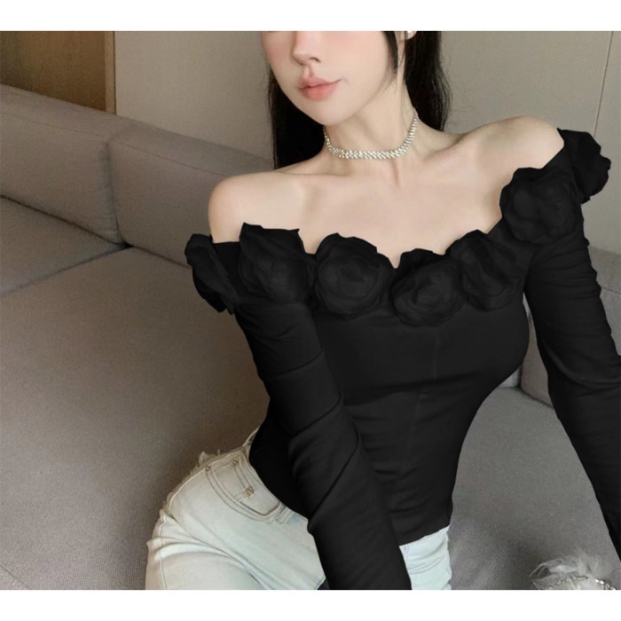 Váy ren hoa hồng cao cấp, cảm giác ba chiều gợi cảm, thiết kế lộ xương cổ - Perfect Fall Choice