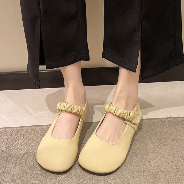 Giày đế bệt cho nữ mùa xuân hè phong cách buổi tối đa năng, giày Mary Jane đế mềm thời trang phối v