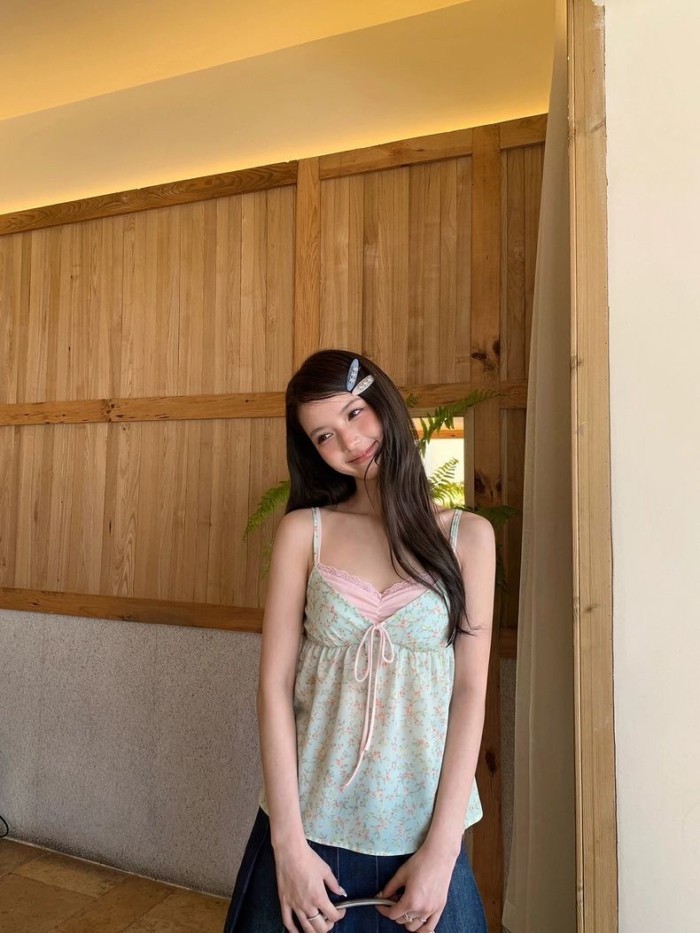 Mùa Xuân Và Mùa Hè Hoa Suspender Pháp Phong Cách Mới Ren Hot Girl Áo Giả Hai Dây Ngọt Ngào, d