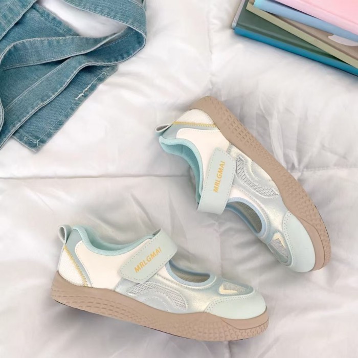 Giày nữ Mary Jane mùa hè mới đa năng giày vải mũi tròn Velcro đế dày miệng nông