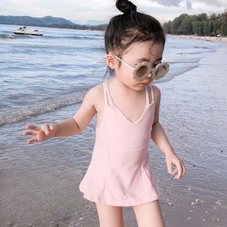 Bé gái Áo tắm hàn quốc nghỉ dưỡng suối nước nóng nhanh khô có dây đeo Váy công chúa Đồ bơi ph