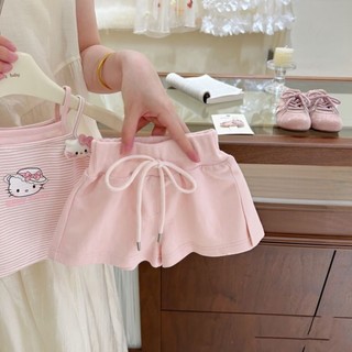Cotton nguyên chất phong cách Hàn Quốc bé gái mùa hè thường ngày phù hợp với giả hai dây yếm quần s