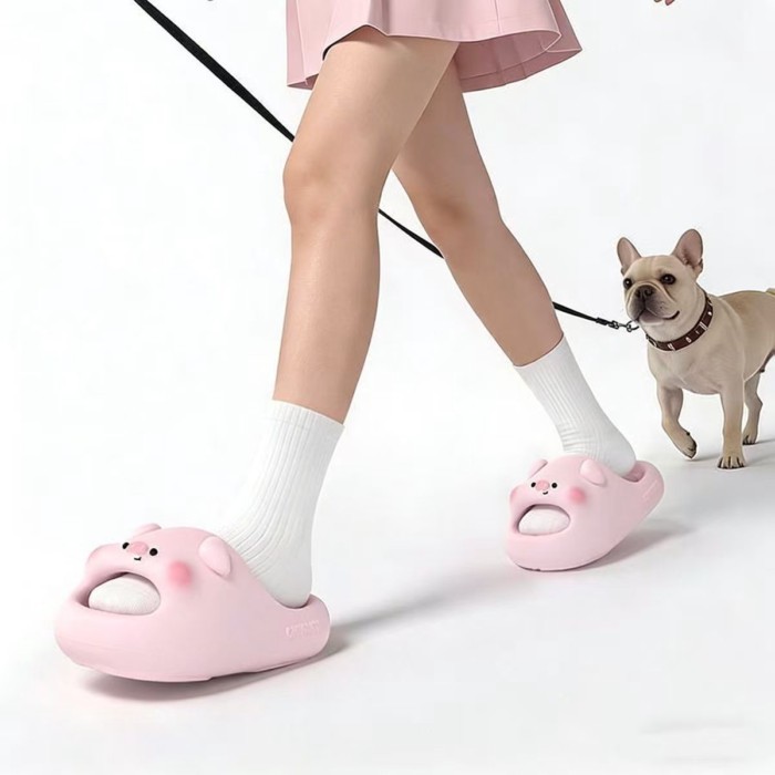 Dép hoạt hình hình heo Pippi dễ thương dành cho nữ đi tắm tại nhà, Dép sinh viên nổi tiếng trê