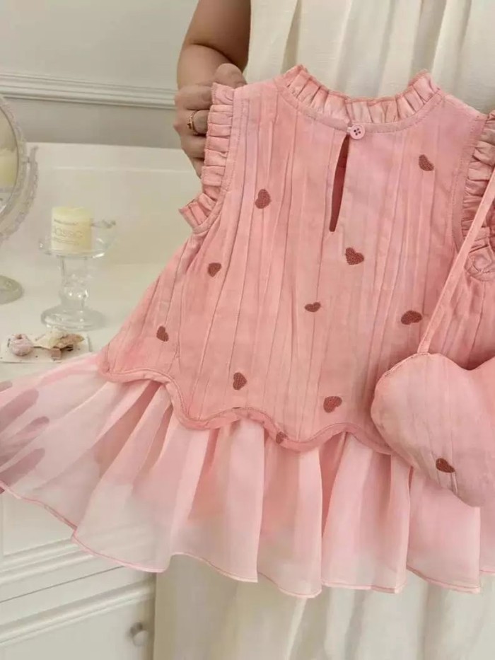 Mùa Hè Giữa Chiều Dài Phong Cách Ngọt Ngào 1 Bé Gái Yêu Váy Không Tay Ren Công Chúa 6