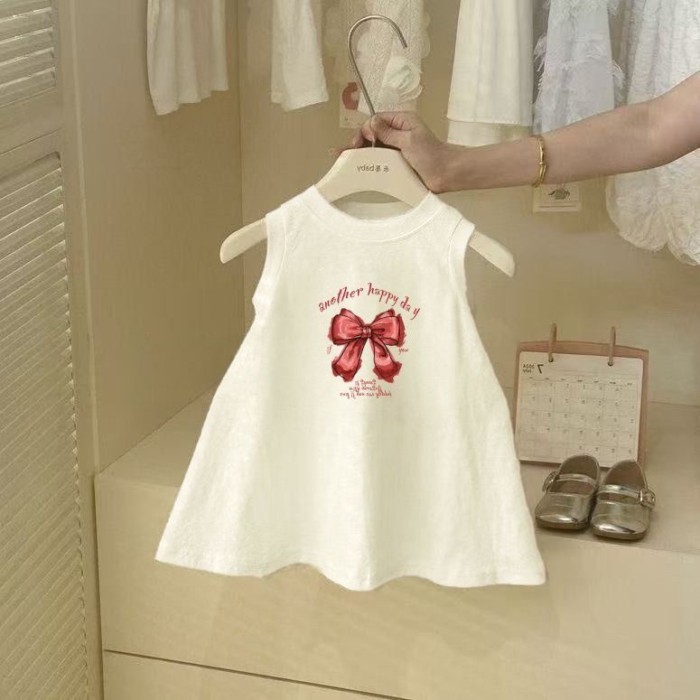 Mùa hè phong cách mới 100% cotton bé gái váy in hình thời trang và dễ thương váy vest đa năng th