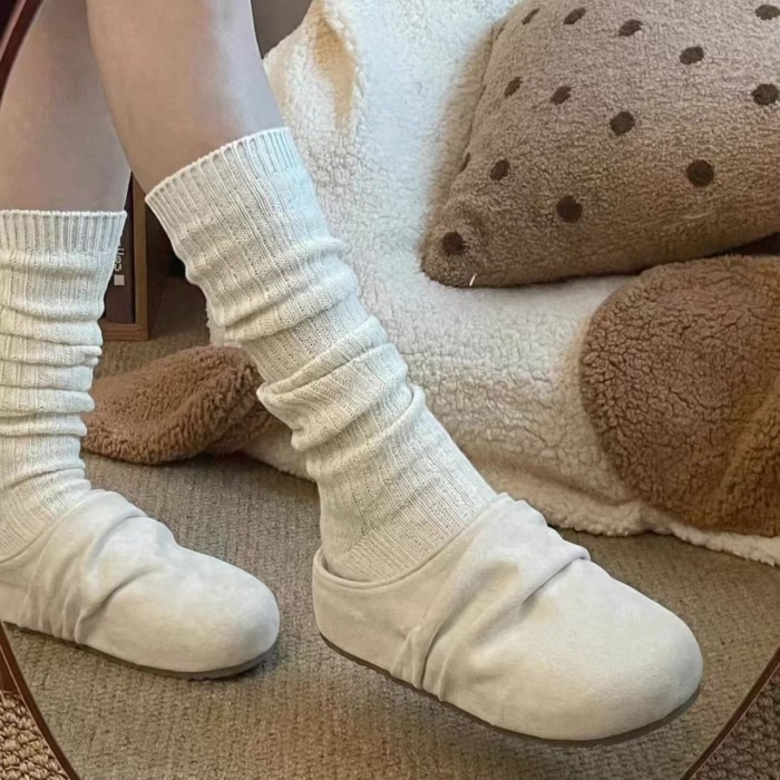 Giày Birkenstock đế dày xếp li màu trắng dành cho nữ đi bên ngoài dép xỏ ngón một chân lười