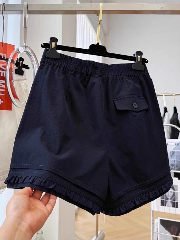 quần short thường ngày nấm trắng cho nữ mùa hè mới mỏng cỡ lớn quần short chữ A mỏng và đa năng