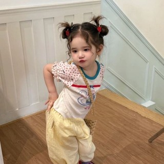 Trang phục bé gái Áo thun ngắn tay mềm mại dễ thương Áo thun thời trang bé gái dễ thương