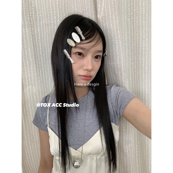 Have u desgin Phong Cách Hàn Quốc Ngọt Ngào Phong Cách Thoáng Mát Dễ Thương Lược Phong Cách Kim Cương Giả Trái Tim Kẹp Tóc Bướm Tinh Tế