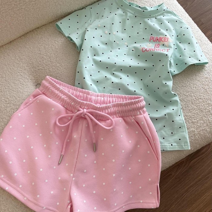 Set đồ đầu xuân độc và đẹp cực xinh Áo thun ngắn tay nữ top hồng quần âu set 2 món