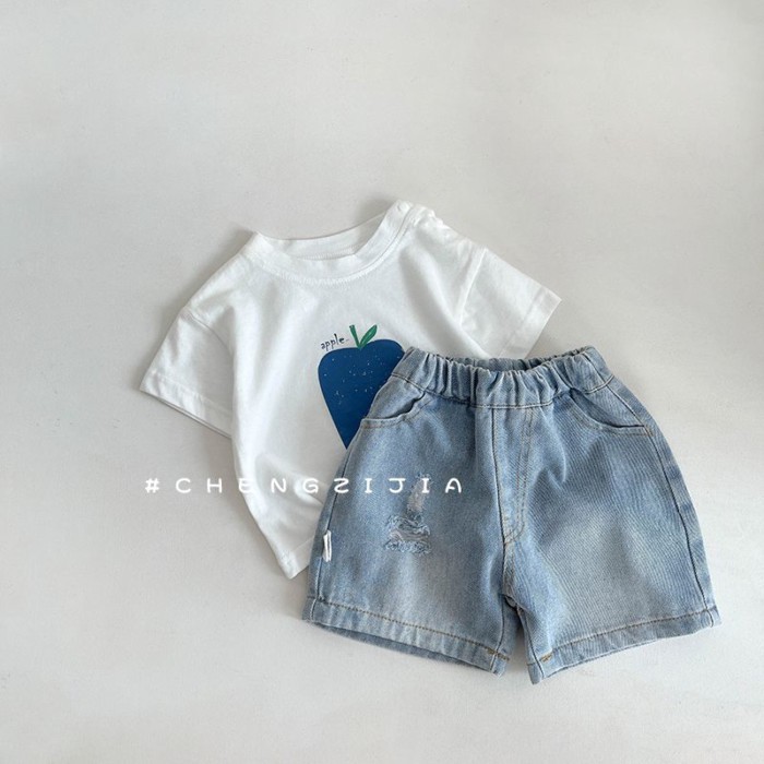 Quần Short Denim Cho Bé Gái Áo Khoác Ngoài Phong Cách Mỏng Mùa Hè Quần Năm Cấp Phong Cách Phương