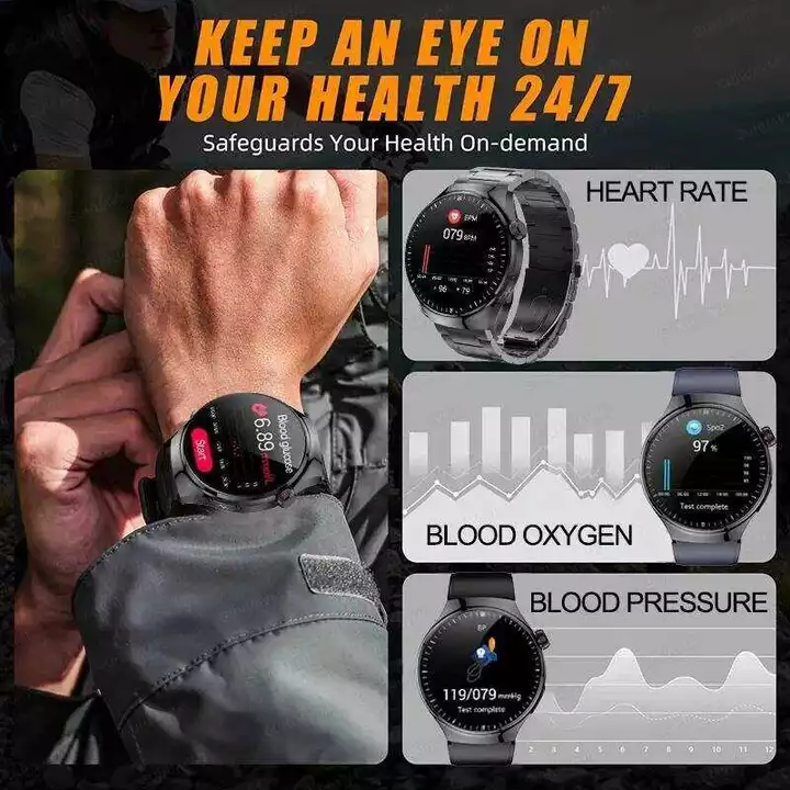 Đồng hồ thông minh đường huyết, axit uric, mỡ máu, điện tâm đồ (ECG) + PPG, đo huyết áp, gọi Bluetooth, theo dõi sức kh – 3