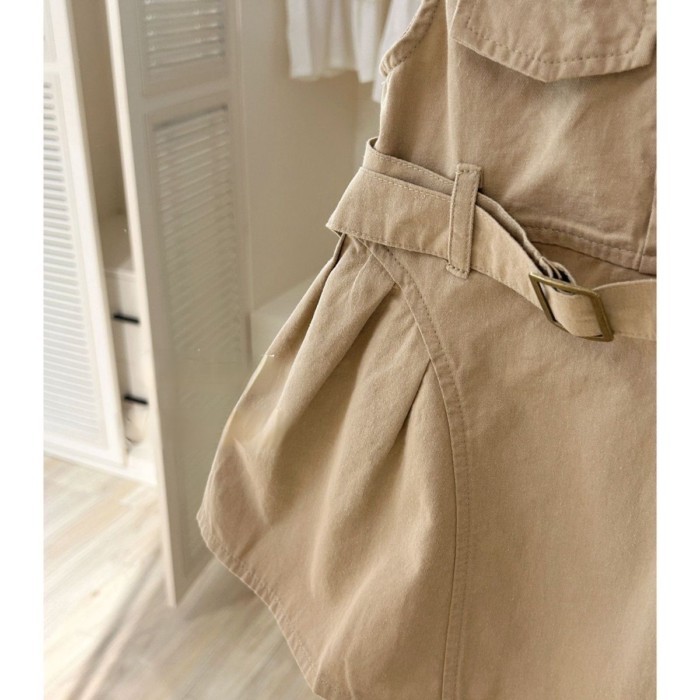 Váy không tay khí chất mùa hè Hàn Quốc mới phong cách, cotton nguyên chất, eo thời trang, kiể