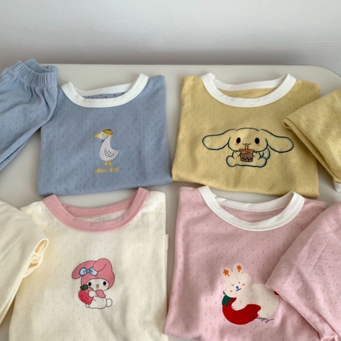 Trẻ em thở cotton quần áo ở nhà bé gái mùa hè hoạt hình nguyên chất cotton ngắn tay quần shor