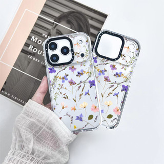 Ốp lưng hoa ép hoa màu tím tương thích cho IPhone 121314151617ProMax 12 13 Mini Cover X XR XS Max Silicone Mềm Clear SE 2022 6 7 8 Plus 17AIR Vỏ Chống Sốc
