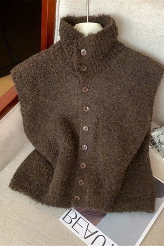 Áo cardigan dệt kim cổ đứng một hàng khuy phong cách retro dành cho nữ mùa thu đông áo len nh