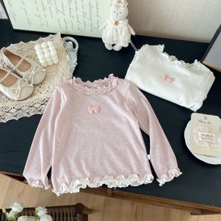 Bé De Nhung Cổ Phối Ren Ấm Áo Thun Kiểu Phương Tây Bé Trai Của Nấm Đáy Ngọt Dài Tay