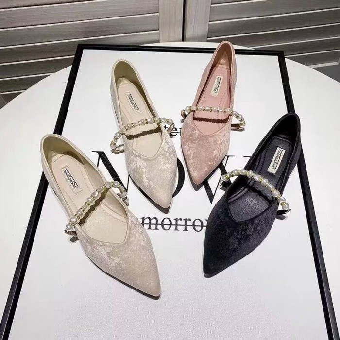 Giày Mary Jane Giày Đế Bằng Mũi Nhọn Nữ Giày Slip-on