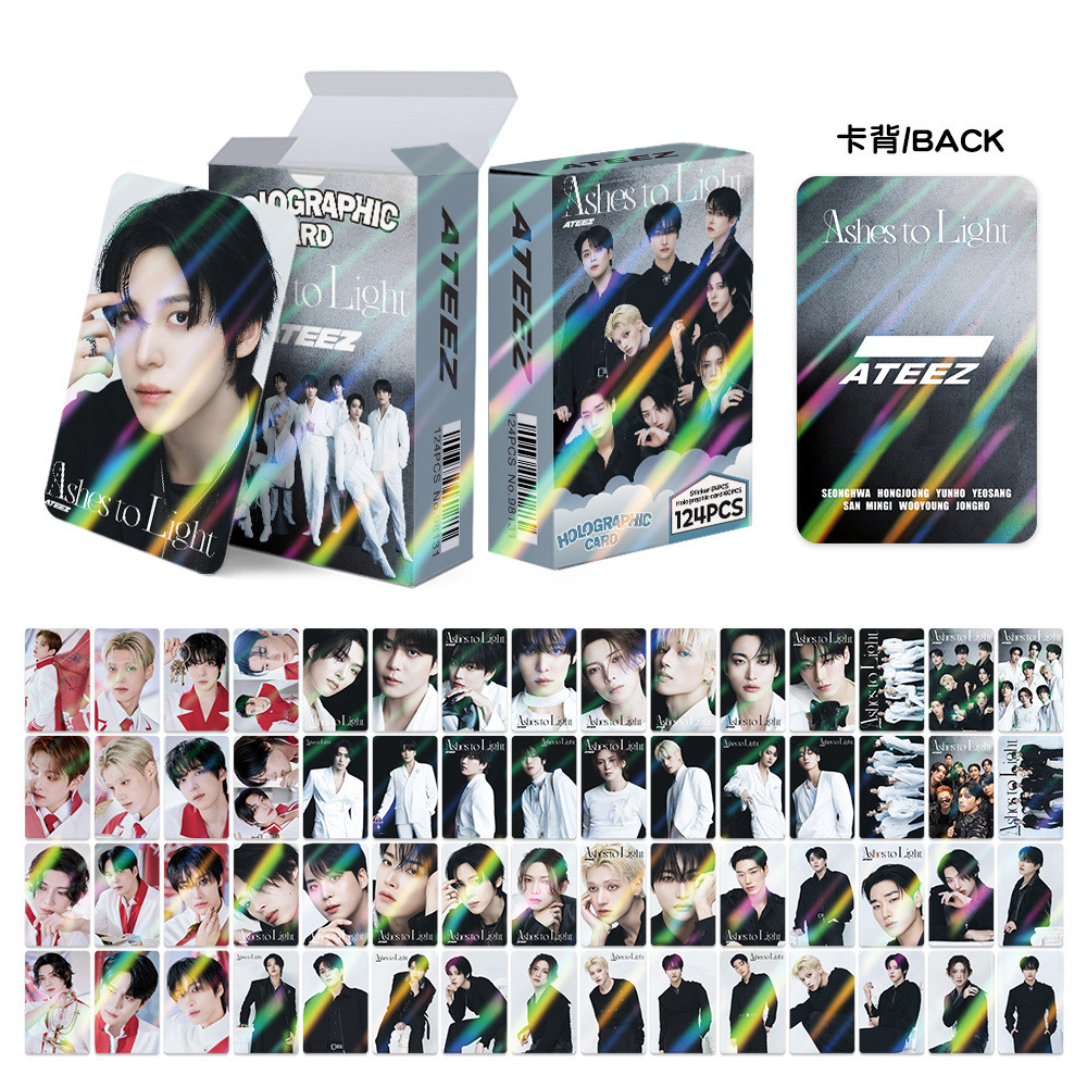 LINXX 124 CÁI ATEEZ Ashes to Light Album Lomo Cards Holographic Collectible Kpop Boy Group Fan Merch Holiday Bộ quà tặng sinh nhật
