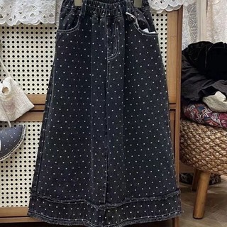 Quần jeans ống rộng ống rộng chấm bi thẳng cho bé gái