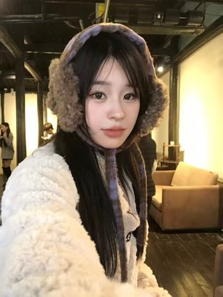 Bịt tai kẻ sọc len retro style Hàn Quốc, giữ ấm cho ears