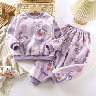 Bộ đồ ngủ nhung san hô cho bé trai và bé gái, cộng với bộ quần áo mặc ở nhà bằng nhung và flannel d