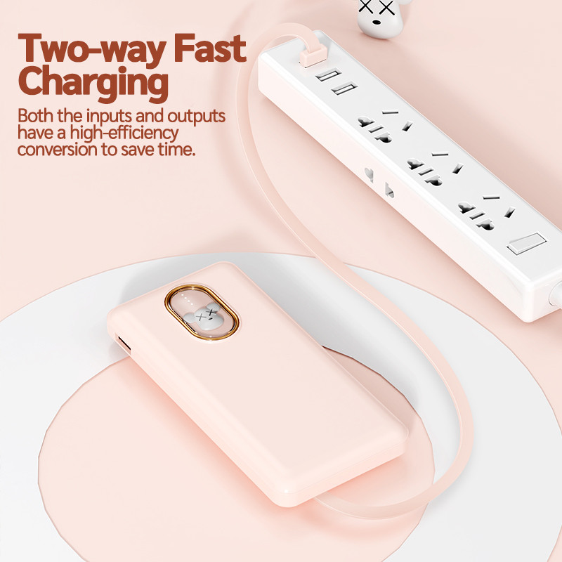 Pin dự phòng Goojodoq 10000mAh kèm 4 cáp dữ liệu và đèn báo; Thiết kế hoạt hình – ảnh mô tả chi tiết 7