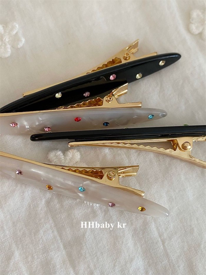 Kẹp Tóc Acetate Màu Chấm Kim Cương, Thiết Kế Vintage Phong Cách Hàn Quốc