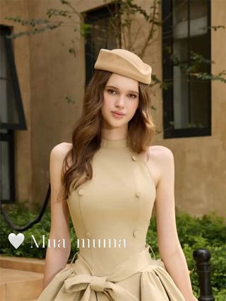 Mũ Nồi Retro Kaki Nhỏ Top, Cảm Giác Cao Cấp, Phù Hợp Tiếp Viên và Thủy Thủ