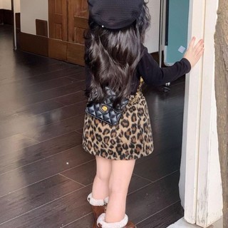 Váy bé gái phong cách Hàn Quốc 24 váy ngắn thời trang lưng cao in họa tiết da báo cho bé gái