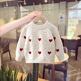 Áo len bé gái, quần áo trẻ em, áo len dệt kim tình yêu thời trang, len dệt kim love baby