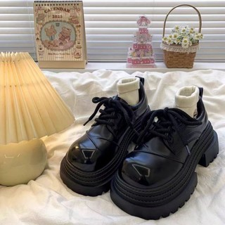 Retro Phong Cách Anh Quốc Toe Giày Da Nhỏ Nữ Mùa Đông 2025 Phong Cách Mới Đế Dày Tất Cả Trận Đấu Dây Buộc Giày Tăng Chiều Cao