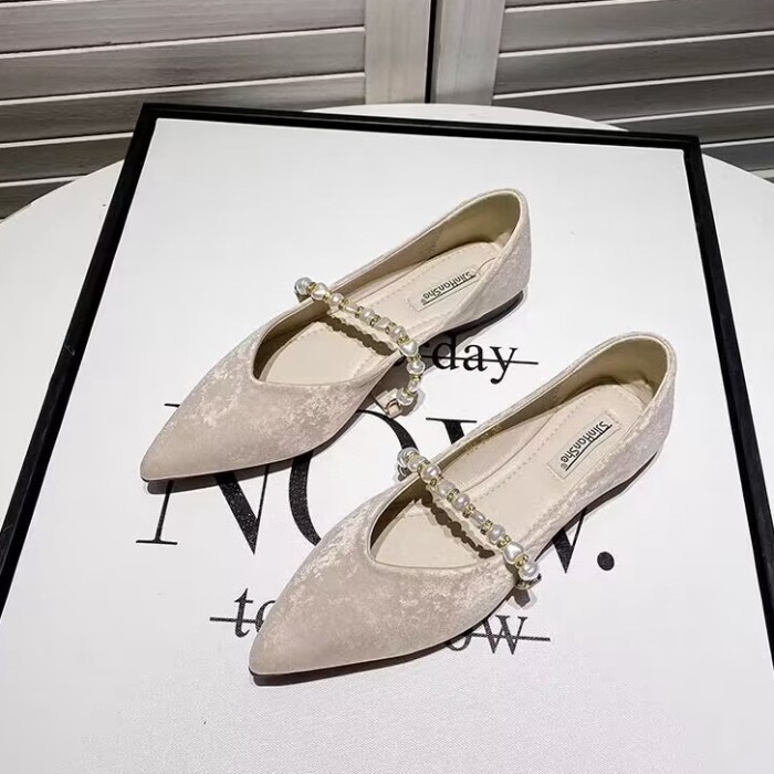 Giày Mary Jane Giày Đế Bằng Mũi Nhọn Nữ Giày Slip-on