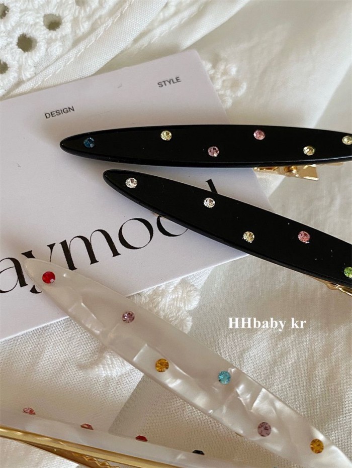 Kẹp Tóc Acetate Màu Chấm Kim Cương, Thiết Kế Vintage Phong Cách Hàn Quốc