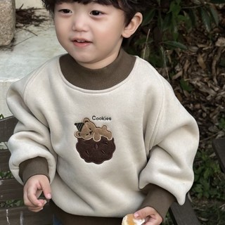 Áo len cổ lọ nửa cổ cho bé trai và bé gái, áo lông cừu phong cách Hàn Quốc, áo sơ mi cổ tròn kiểu e