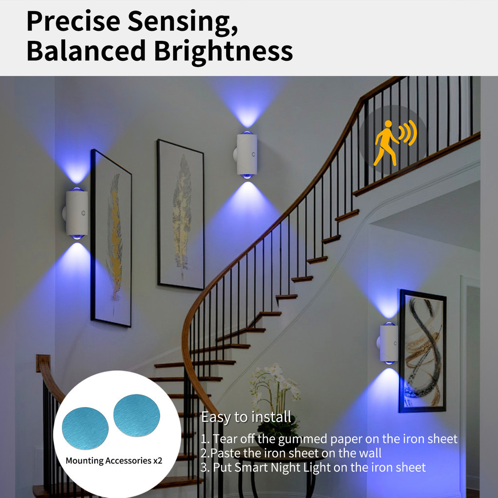 Cảm Biến Chuyển Động Mới Đèn Ngủ Có Điều Khiển Từ Xa 16 Màu RGB Dual-Gead Đèn Tường Sạc Từ Tính Cho Sân Vườn Hành Lang Phòng Trang Trí Chiếu Sáng Nhà