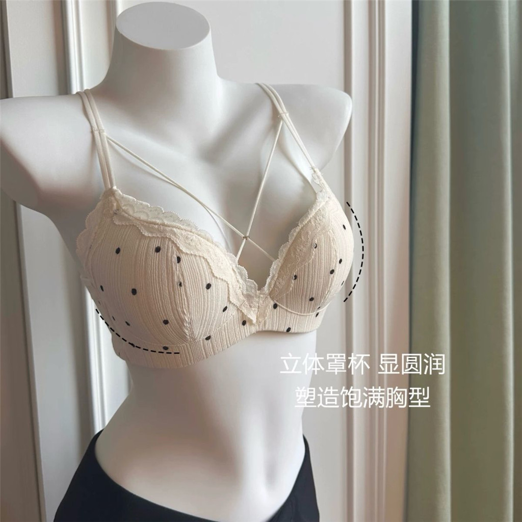 Vú Nhỏ Quần Lót Nữ Chấm Bi, Không Mút Cốc, Thoải Mái và Chống Chảy Xệ