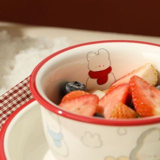 Quà Tặng Giáng Sinh Người Tuyết Bộ Đồ Ăn Đĩa Gốm Gia Đình Giá Trị Cao Hoạt Hình Bát Ăn Nhẹ Đĩa