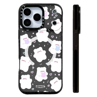 Ốp điện thoại sạc từ tính không dây hình gấu trắng nhỏ đầy đủ tương thích cho IPhone 12 13 14 15 16 17 Pro Max Cover 16E 17AIR Silicon mềm trong suốt Vỏ chống sốc