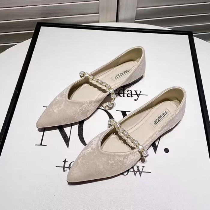 Giày Mary Jane Giày Đế Bằng Mũi Nhọn Nữ Giày Slip-on