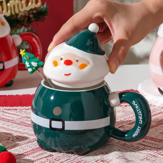 Giáng Sinh Ông Già Noel Cốc Gốm Có Nắp Thìa Quà Tặng Giá Trị Cao Cốc Nước Gốm Dễ Thương Lưu Niệm