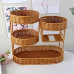 Nhiều Lớp Đĩa Trái Cây Giỏ Bánh Mì Hai Lớp Giả Mây Dệt Phòng Khách Đồ Ăn Nhẹ Giỏ Trái Cây Sấy Khô G — ảnh 3