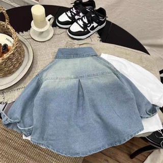 Áo sơ mi bé trai siêu mềm đa năng, áo khoác trẻ em, áo sơ mi denim dài tay cho bé vừa và nhỏ