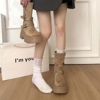 Giày bốt Martin ống cao đế dày nhỏ dành cho nữ 2025 Phong cách mới Bán chạy thời trang Retro All-Match Slimmer