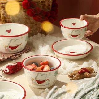 Quà Tặng Giáng Sinh Người Tuyết Bộ Đồ Ăn Đĩa Gốm Gia Đình Giá Trị Cao Hoạt Hình Bát Ăn Nhẹ Đĩa