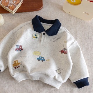 Áo nỉ có cổ polo cho bé trai áo thun dài tay thường ngày