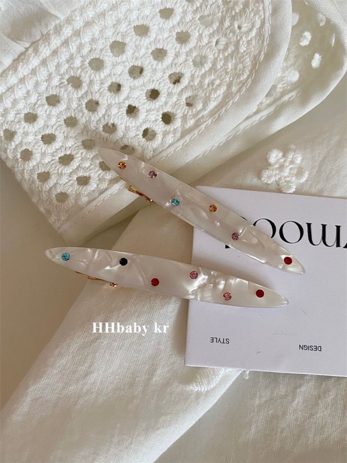 Kẹp Tóc Acetate Màu Chấm Kim Cương, Thiết Kế Vintage Phong Cách Hàn Quốc