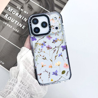 Ốp lưng hoa ép hoa màu tím tương thích cho IPhone 121314151617ProMax 12 13 Mini Cover X XR XS Max Silicone Mềm Clear SE 2022 6 7 8 Plus 17AIR Vỏ Chống Sốc